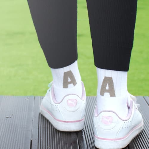 Terry cushioning sole casual sports socks Letter _A_